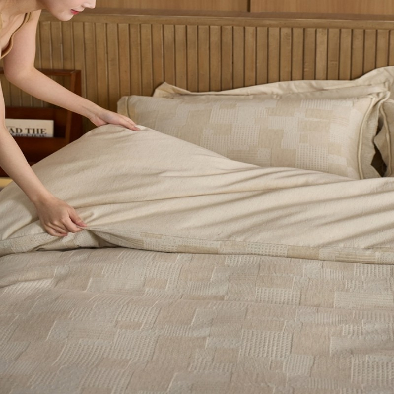 Breathable Wrinkled Chic in Neutral Tones Duvet Cover Sheet Pillowcases Minimalist Hotel-Grade Linen Bedding Collection Bedding