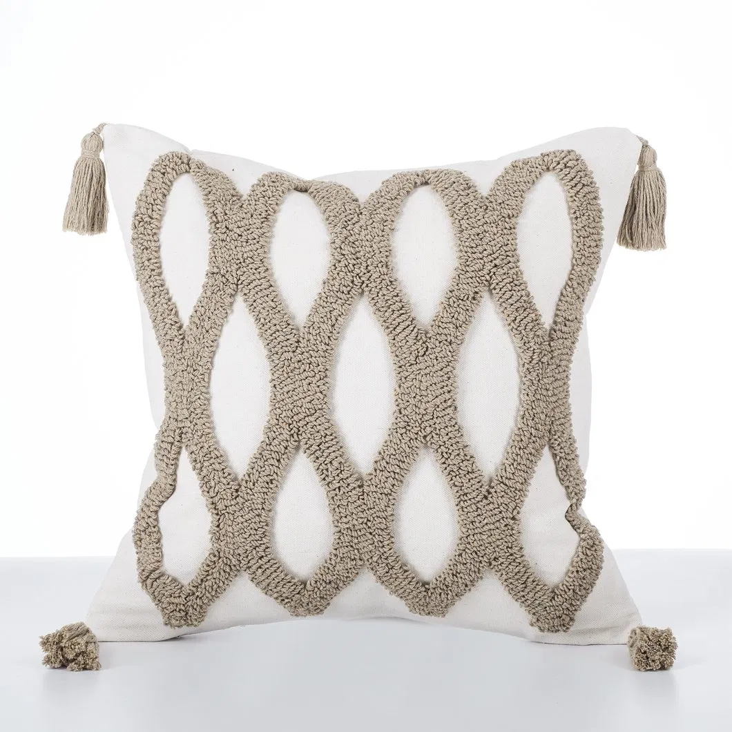 2026 Nordic Style Room Cushion Cover Bohemian Geometric Tufted Embroidery Cushion Cover