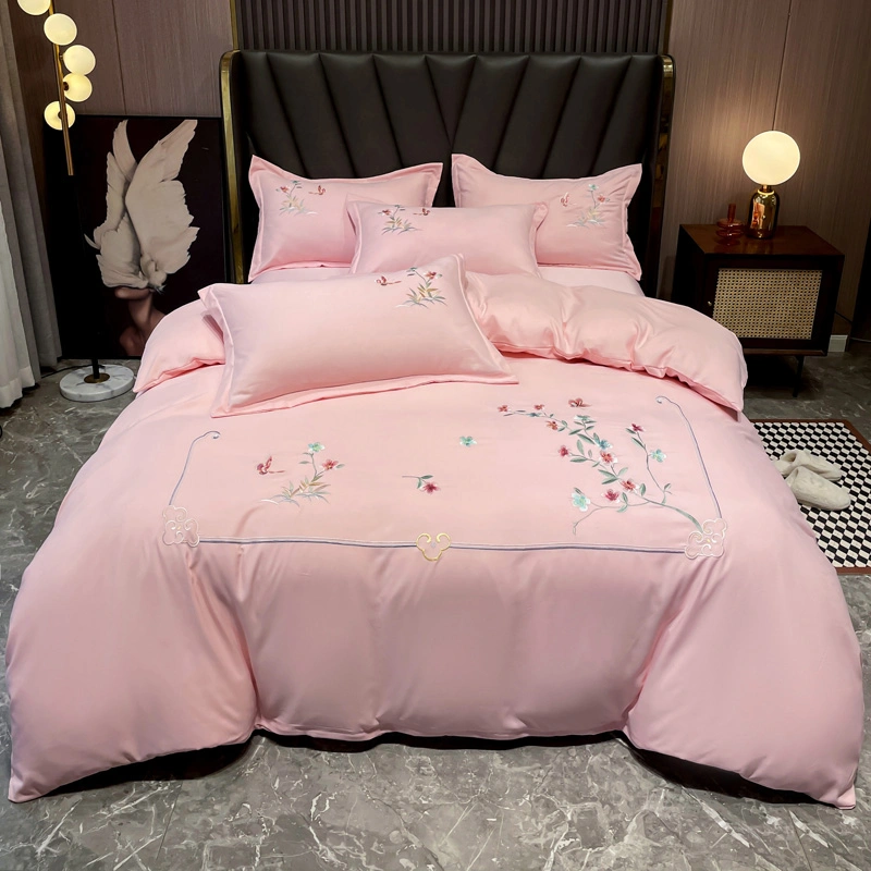 Factory Supply Embroidery Wedding Set 100% Polyester Luxury Bedsheets Sets Bedding
