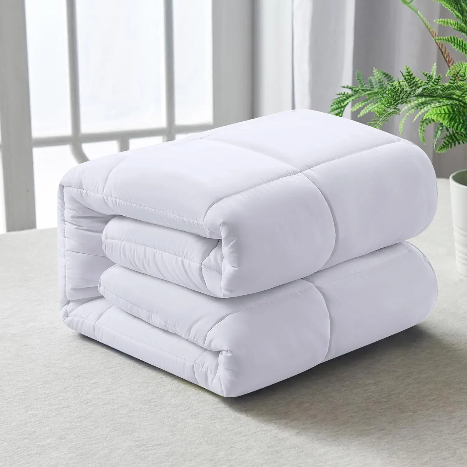 Summer Cooling Down Alternative Fluffy Comforter Quilt with 8 Corner Tabs