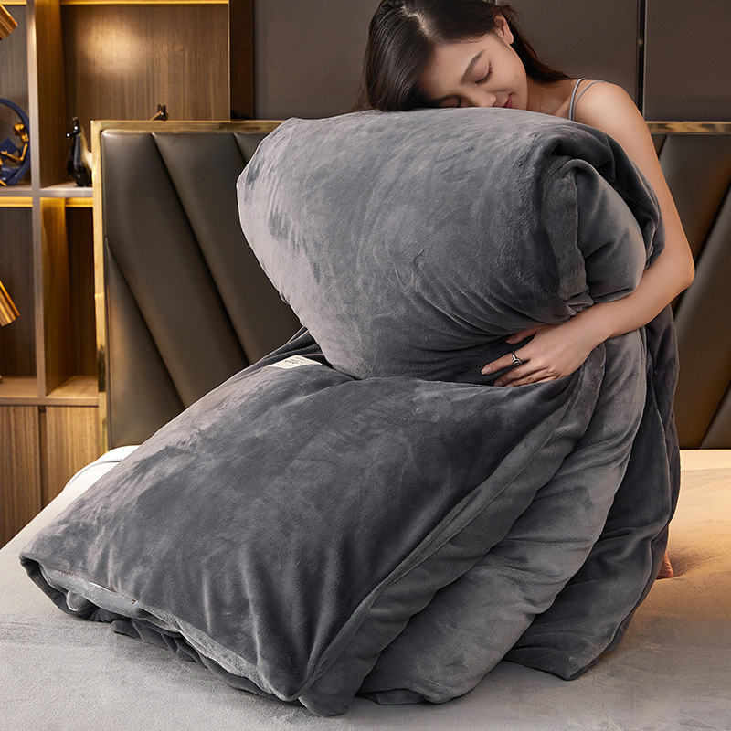 Solid Color Nordic Style Duvet Cover Home Winter Warm Twin Queen Size Milk Velvet Duvet Cover