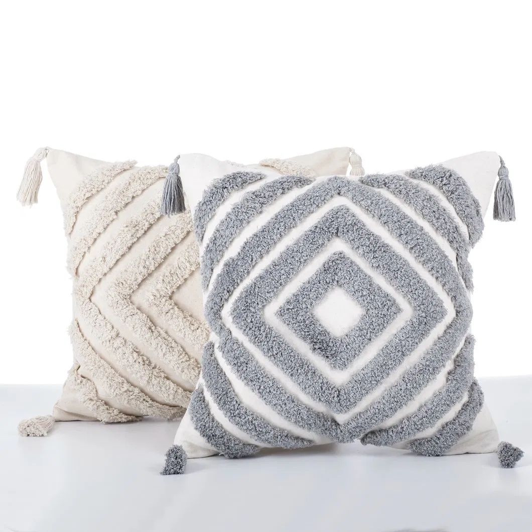 2026 Nordic Style Room Cushion Cover Bohemian Geometric Tufted Embroidery Cushion Cover