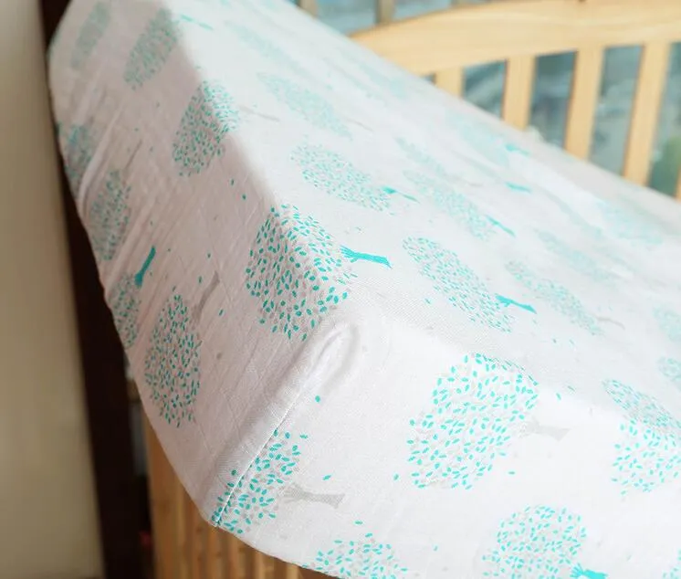 Gots Certified Organic Crib Fitted Bed Sheet with Custom Print