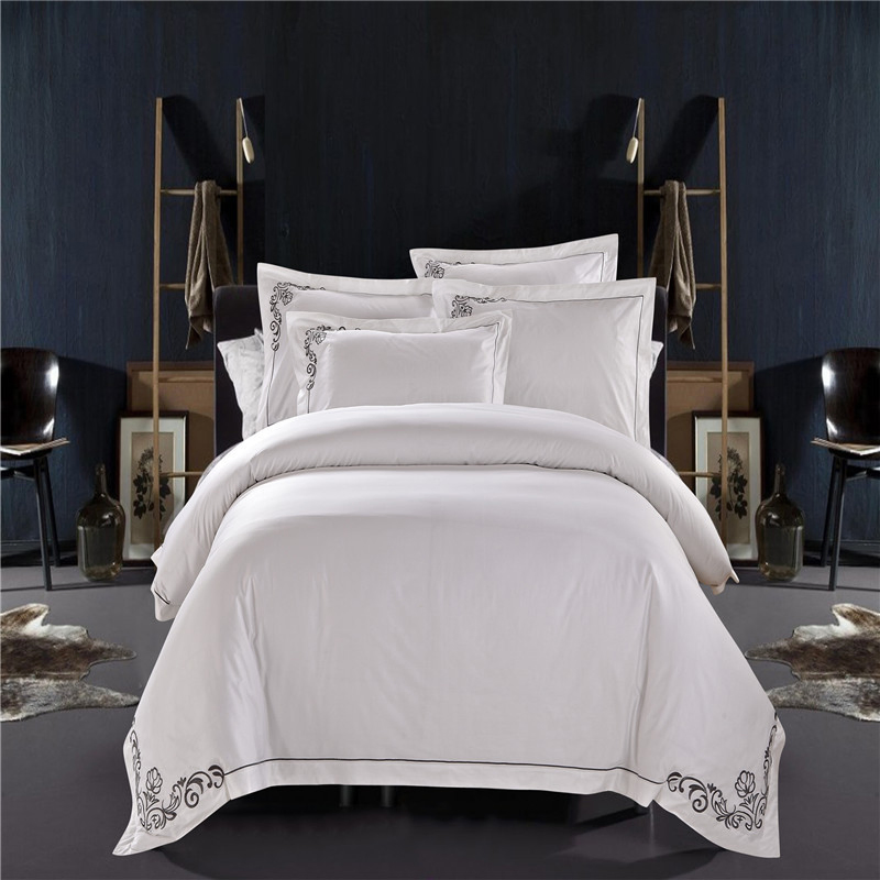 Hotel Linen Bedding Set Embroidery Luxury Embroidery Bed Sheet