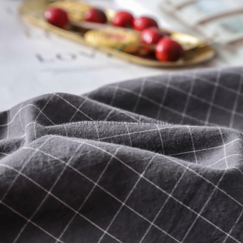 Apartment Dark Gray Plaid Cotton Bed Sheets Fashion Style Hot Sale 4 PCS King Bed