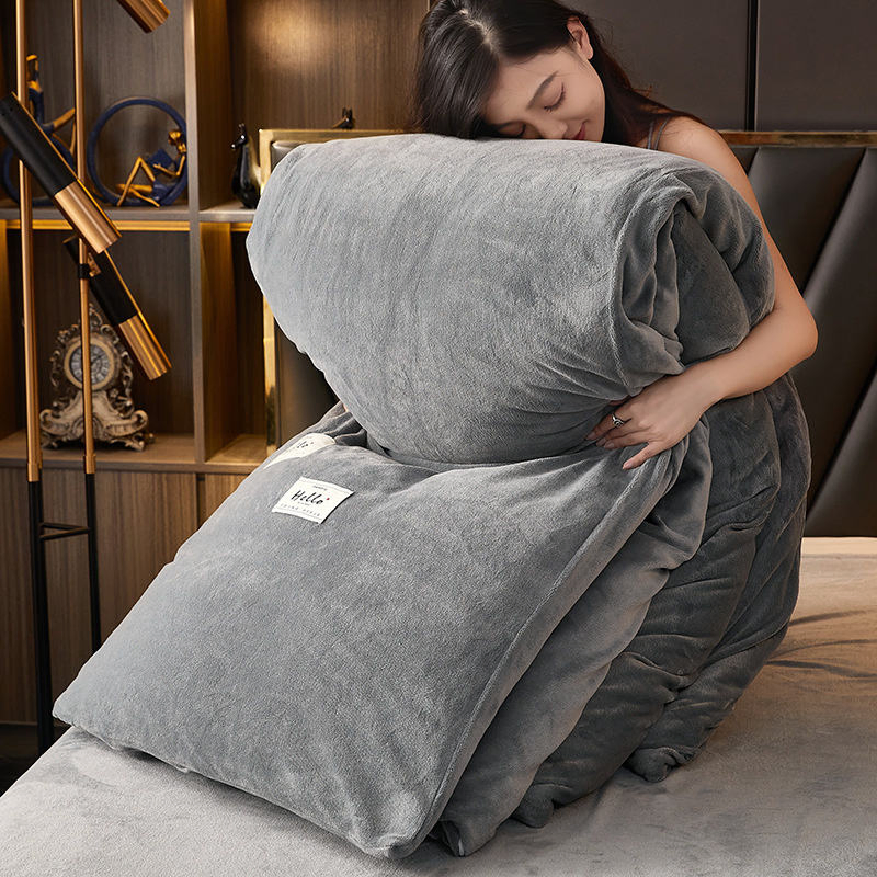 Solid Color Nordic Style Duvet Cover Home Winter Warm Twin Queen Size Milk Velvet Duvet Cover
