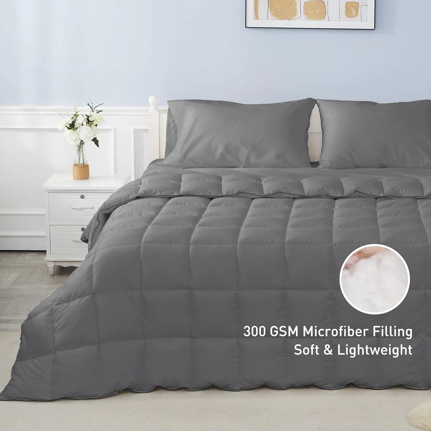 Breathable Down Alternative Comforter 100% Cotton Shell King Summer Duvet Insert