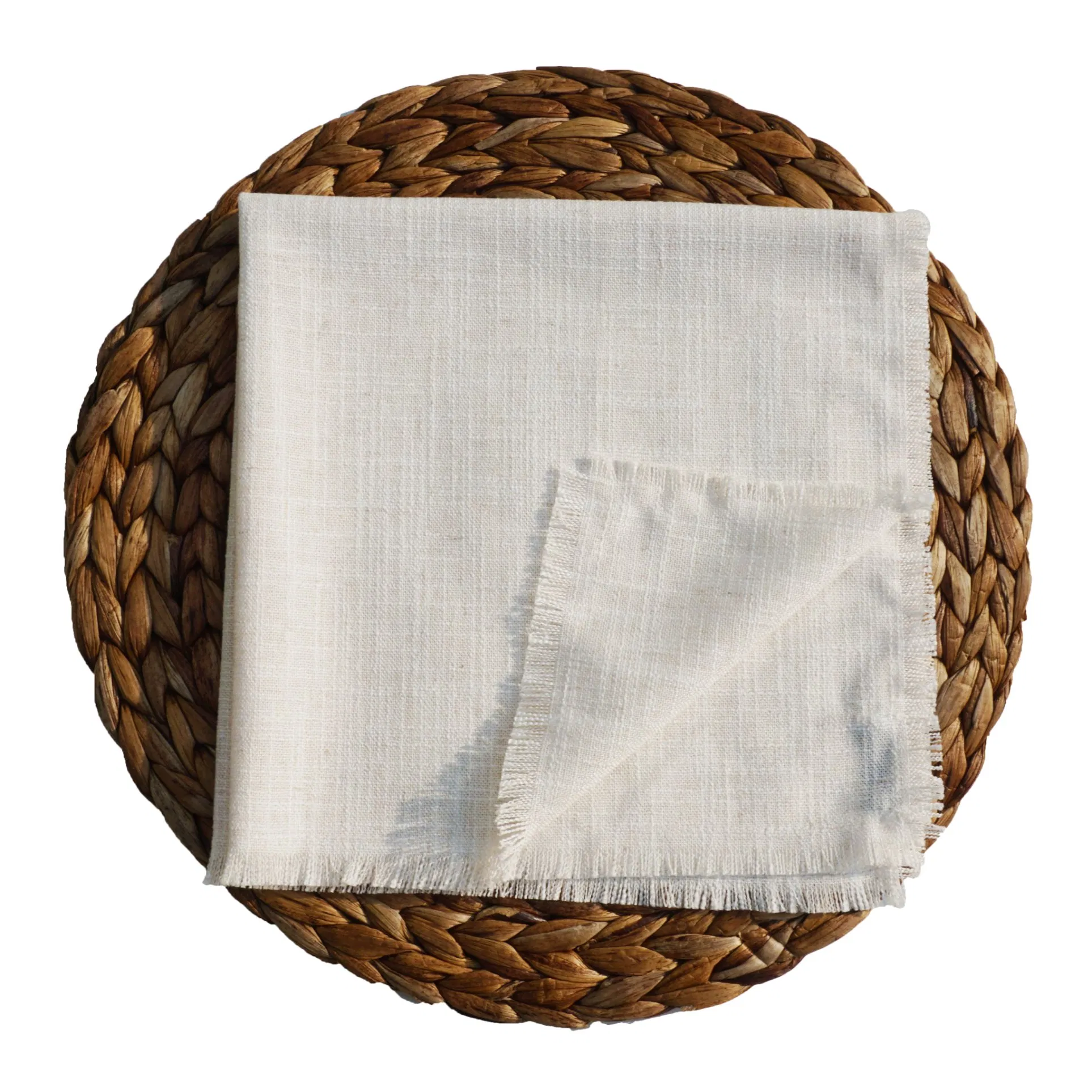 Bone Color Linen Fringe Napkins with Tassel Party Cloth Dinner Cocktail Wedding Hotel Table Linen