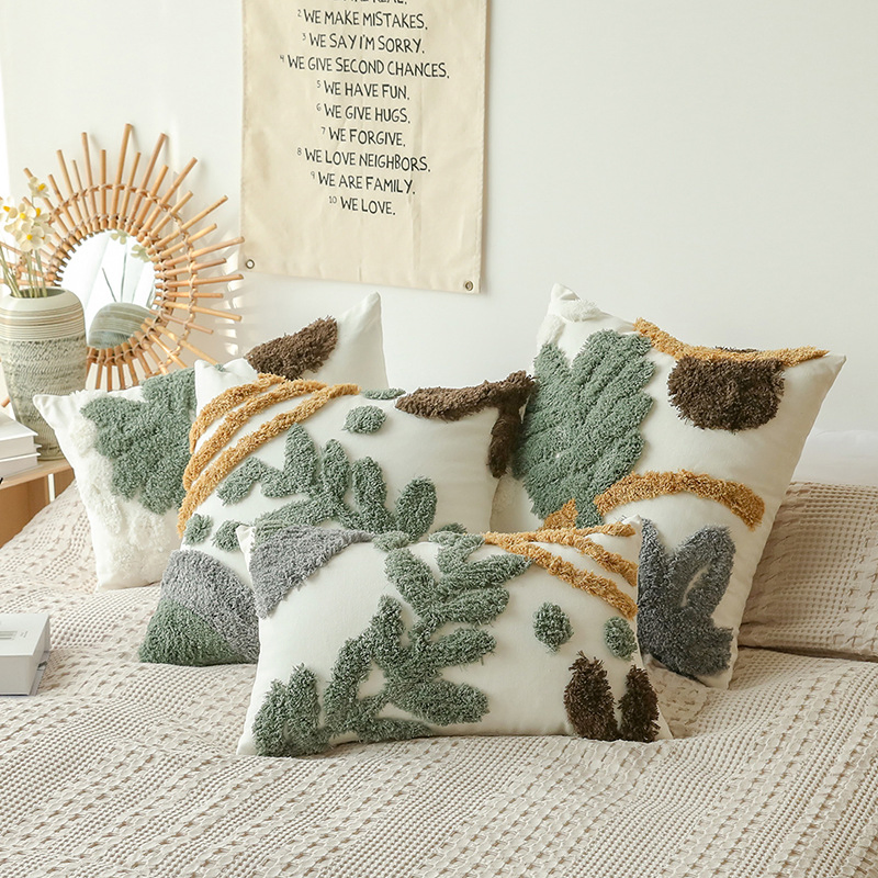 3D Carved Pile Fabrics Pillow Cover Woven Soft Bohemian Style Pillow Cover