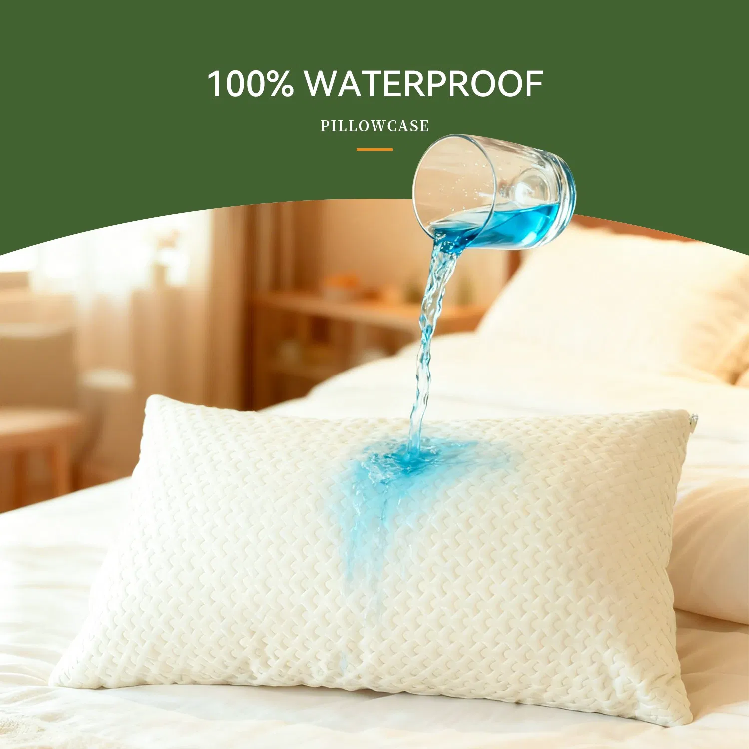 Factory King Waterproof Set of 2 Encasement Bed Linen Protector Bamboo Pillow Cover