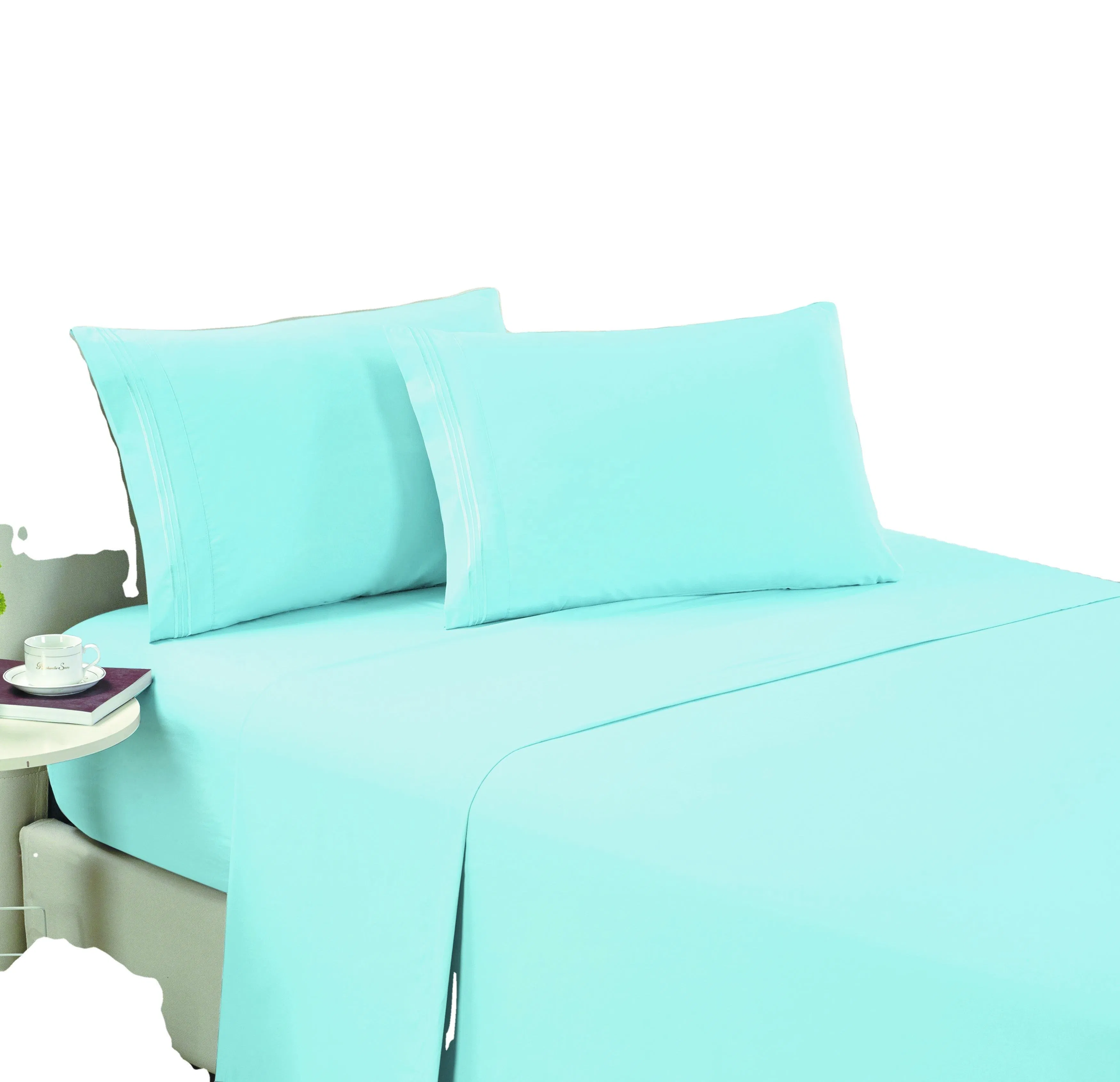 Light Blue/Baby Blue Hotel Textile Luxury and Comfortable Well Brushed Microfiber Sheet Set, Bedding Bed Linen Full Size