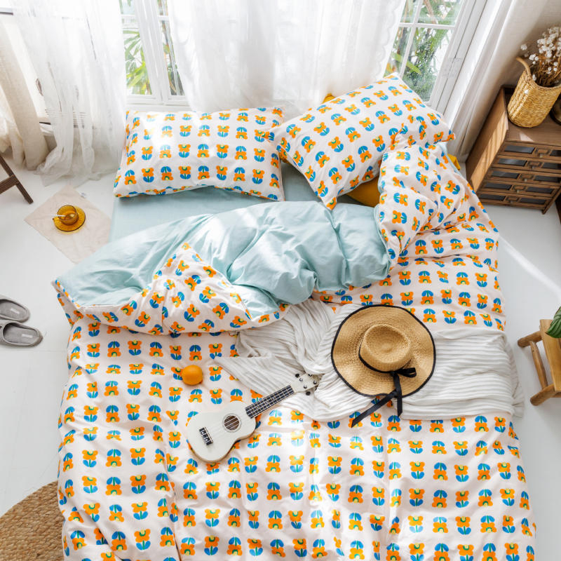 Twin Duvet Cover Sets Floral Print Reversible Pattern Cotton Bedding Sets with Bedsheets and Pillowcase