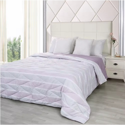 Super Soft Reversible Down Alternative Comforter with Stitched Geometrical Diamond Pattern Quilt