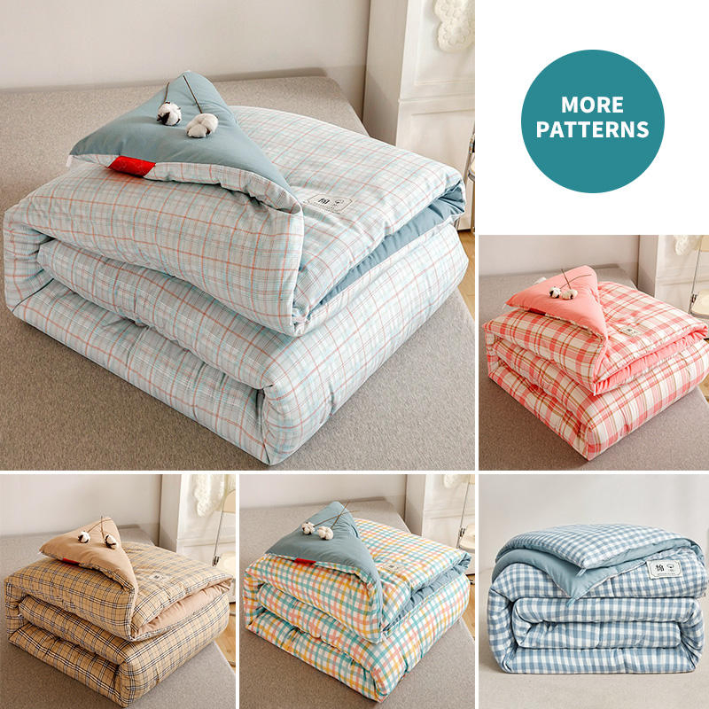 High Quality Plaid Print Cotton Filling Quilt Luxury Home Winter Warm Queen King Size Comforter