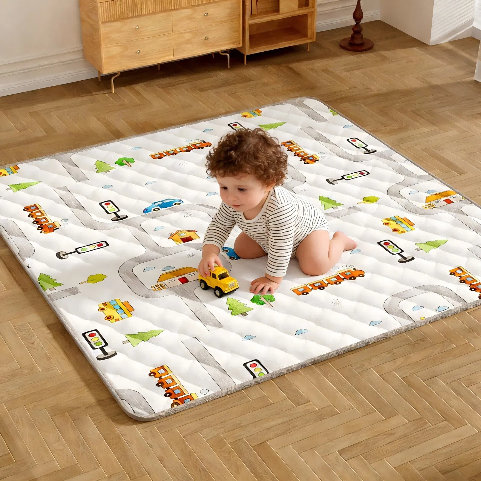 Foldable Soft Cotton Crawling Mat Size 71X59 for Family Picnic with CE Approved Safety Standard
