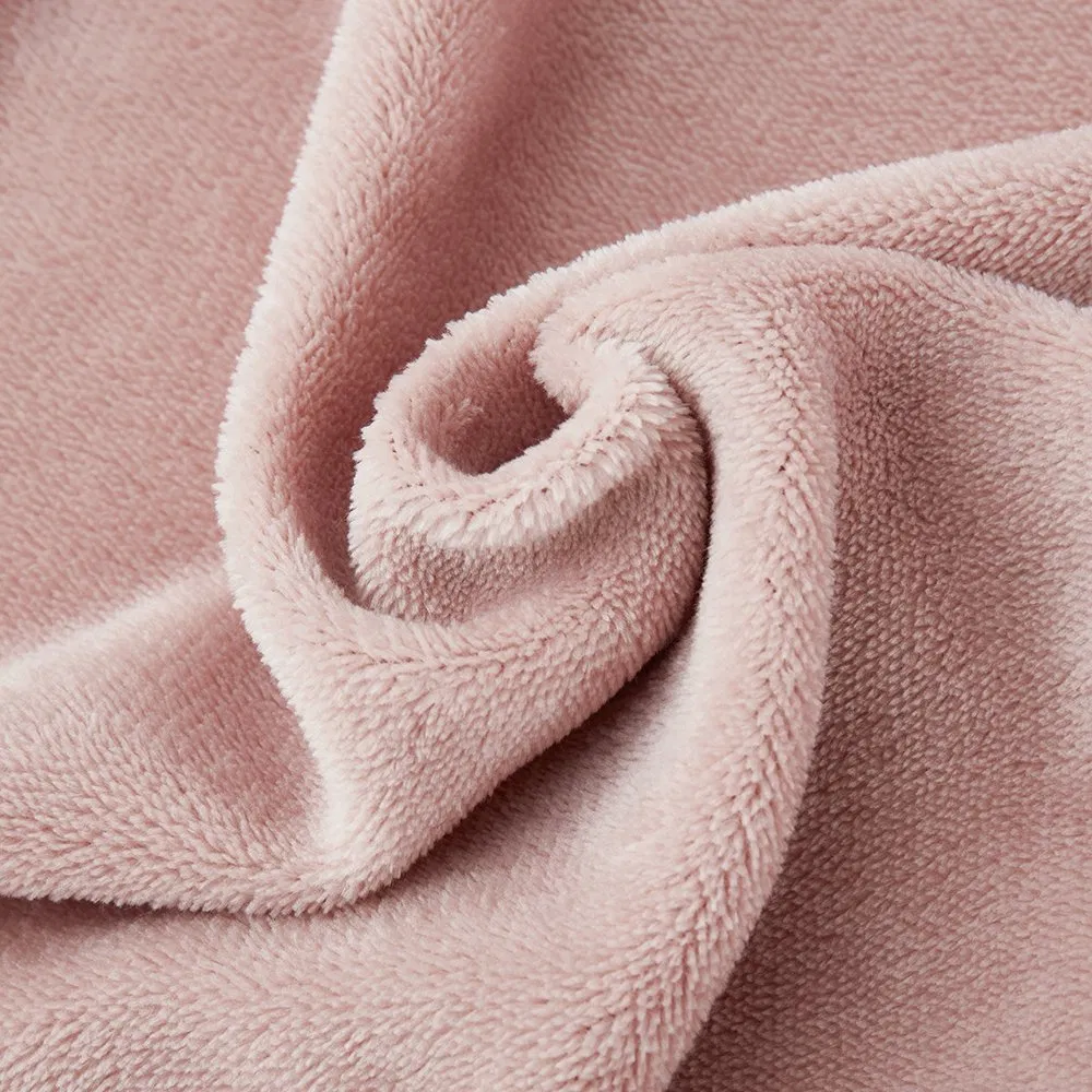 Softness Flannel Bed Fitted Sheet Plastic Around Pink Color