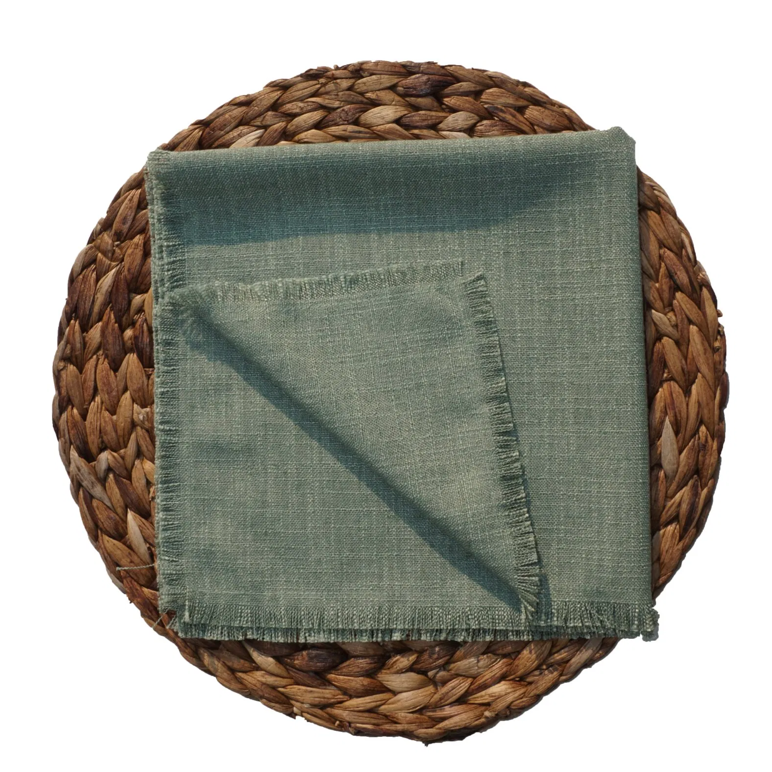 Stock Available Cactus Color Linen Fringe Napkins with Tassel Party Cloth Dinner Cocktail Wedding Hotel Table Linen