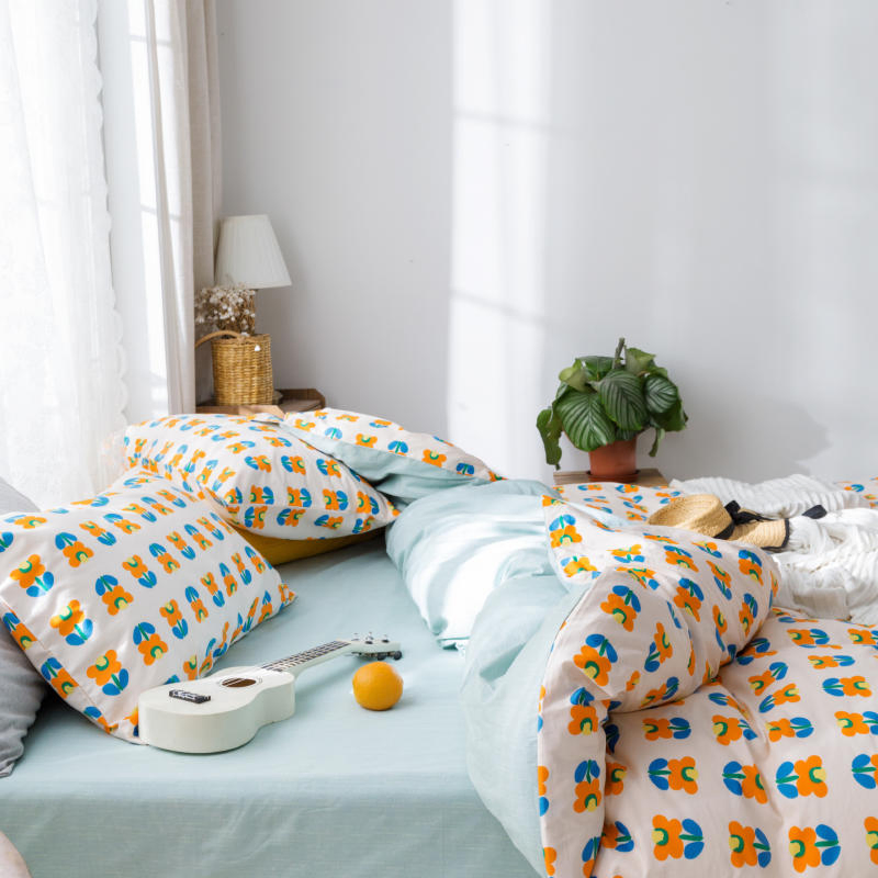 Twin Duvet Cover Sets Floral Print Reversible Pattern Cotton Bedding Sets with Bedsheets and Pillowcase