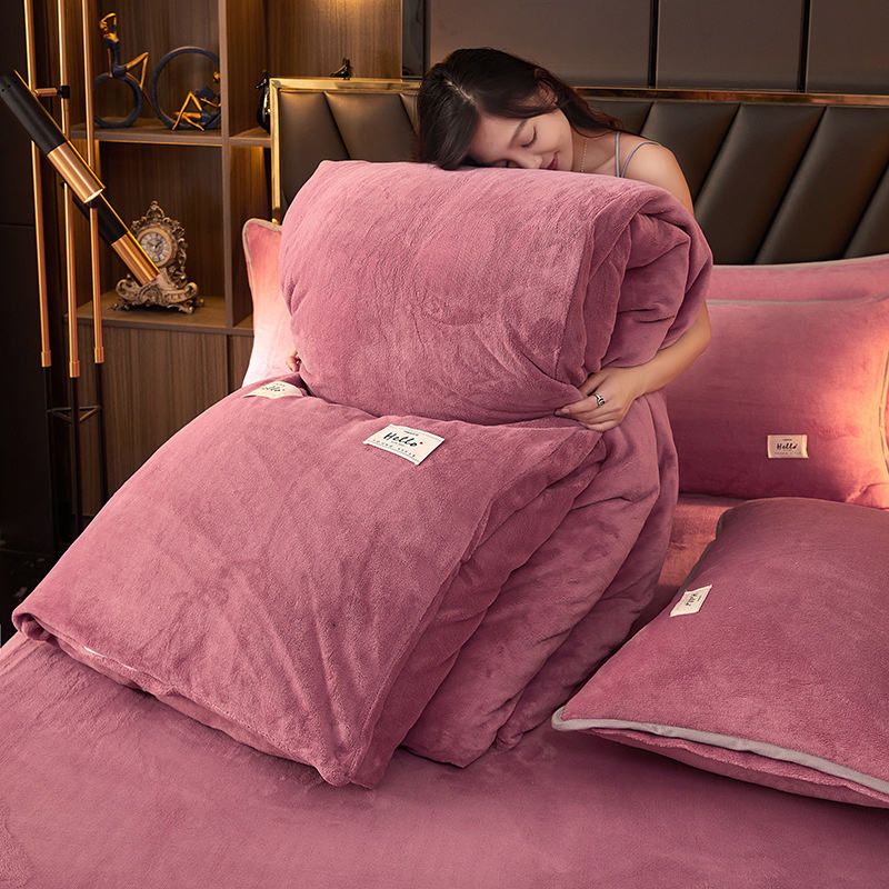 Solid Color Nordic Style Duvet Cover Home Winter Warm Twin Queen Size Milk Velvet Duvet Cover
