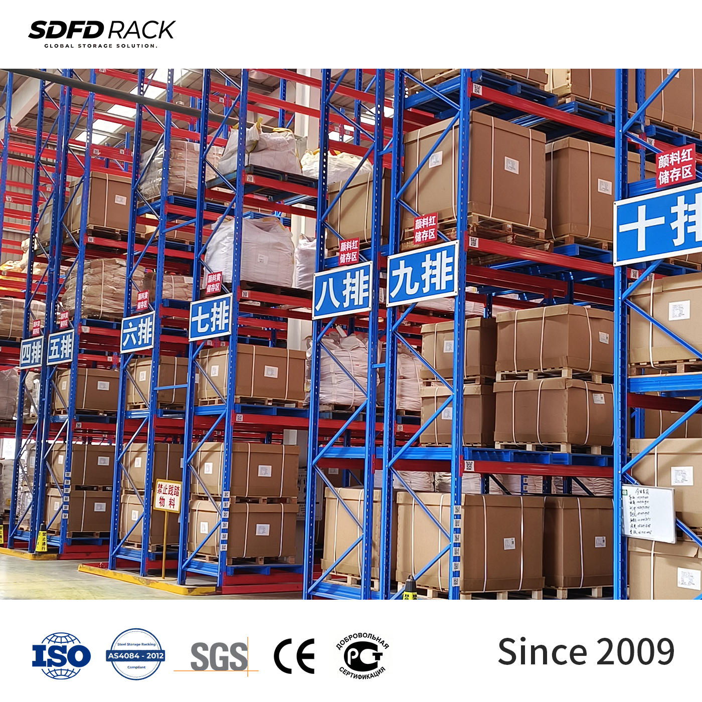 Hot Selling Industrial Heavy Duty 5 Layer High Density VNA Racking Steel Beam Shelf Warehouse Storage Pallet Rack