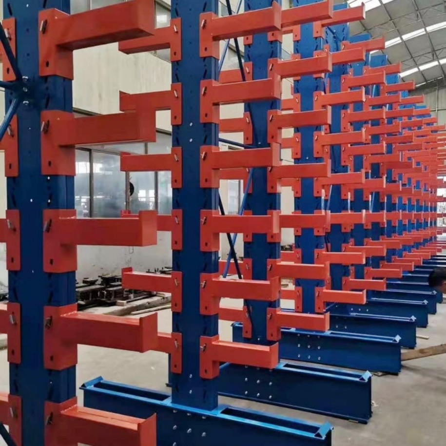 Cantilever Multi-Level Adjustable Arm Heavy Duty Cold Rolled Steel Rack Customizable Length Double-Sided Layout Epoxy Powder