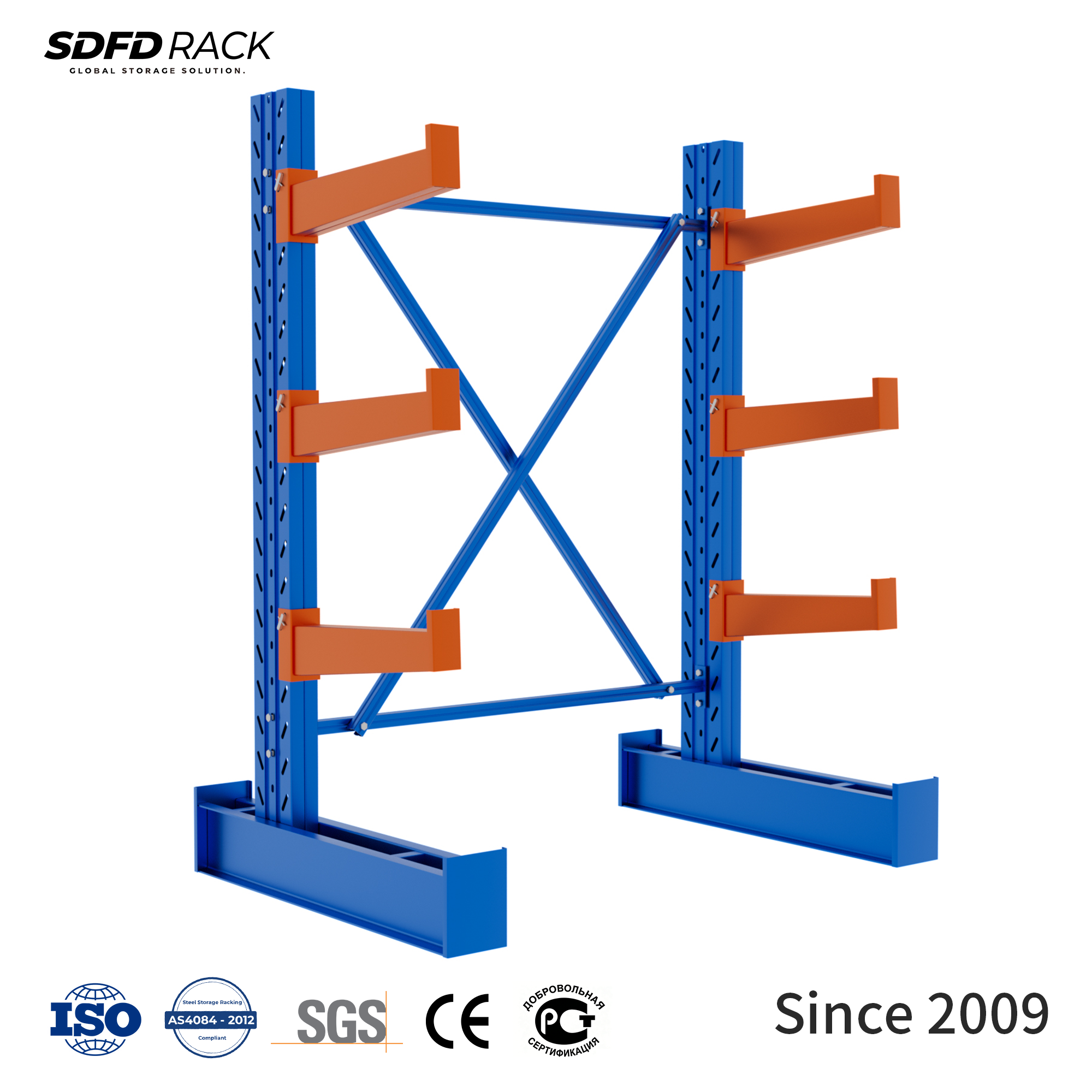 Cantilever Multi-Level Adjustable Arm Heavy Duty Cold Rolled Steel Rack Detachable Design Customizable Length Double-Sided