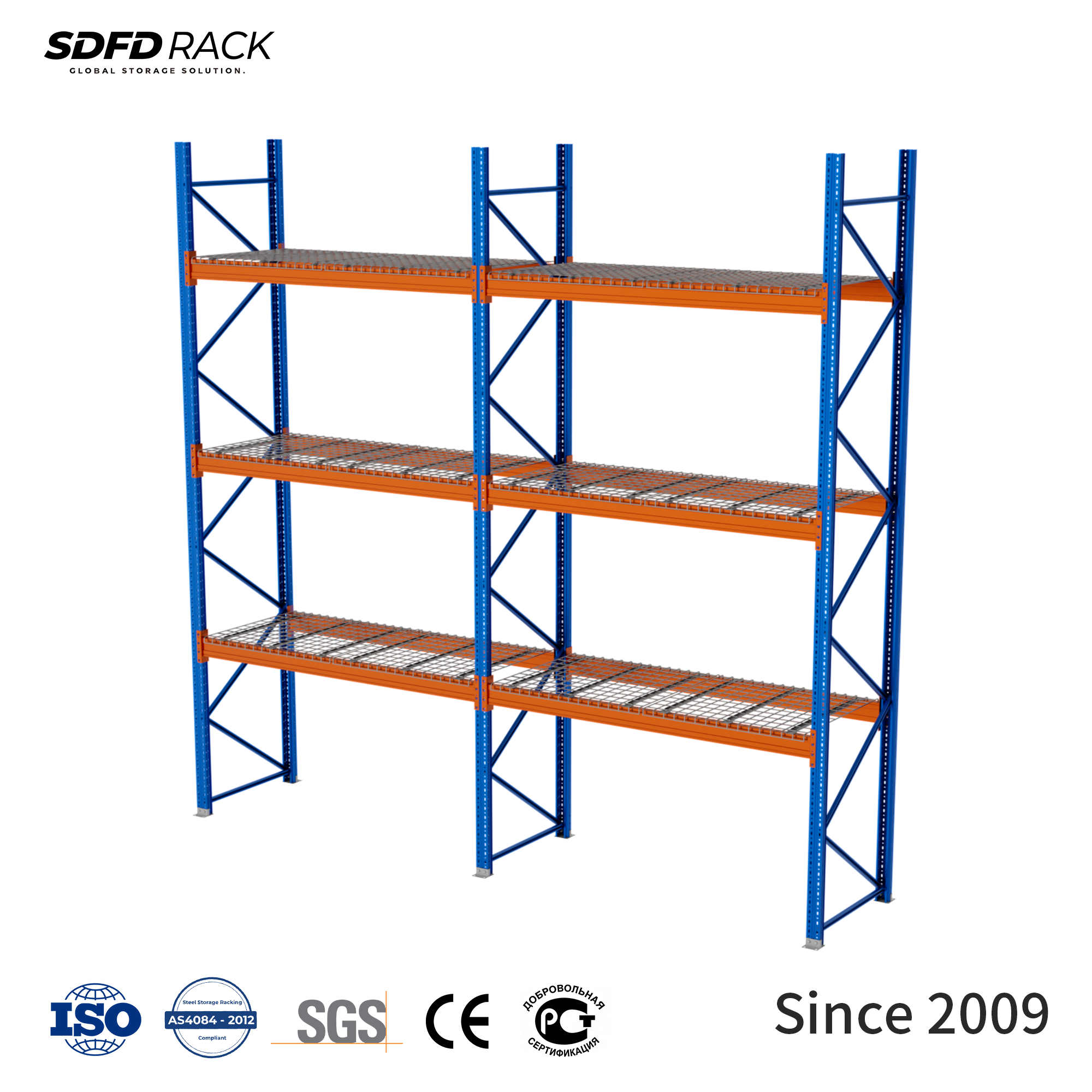 Durable Industrial Heavy Duty Steel Selective Pallet Racking System Storage Steel Wire Mesh Decking Warehouse Pallet Racking