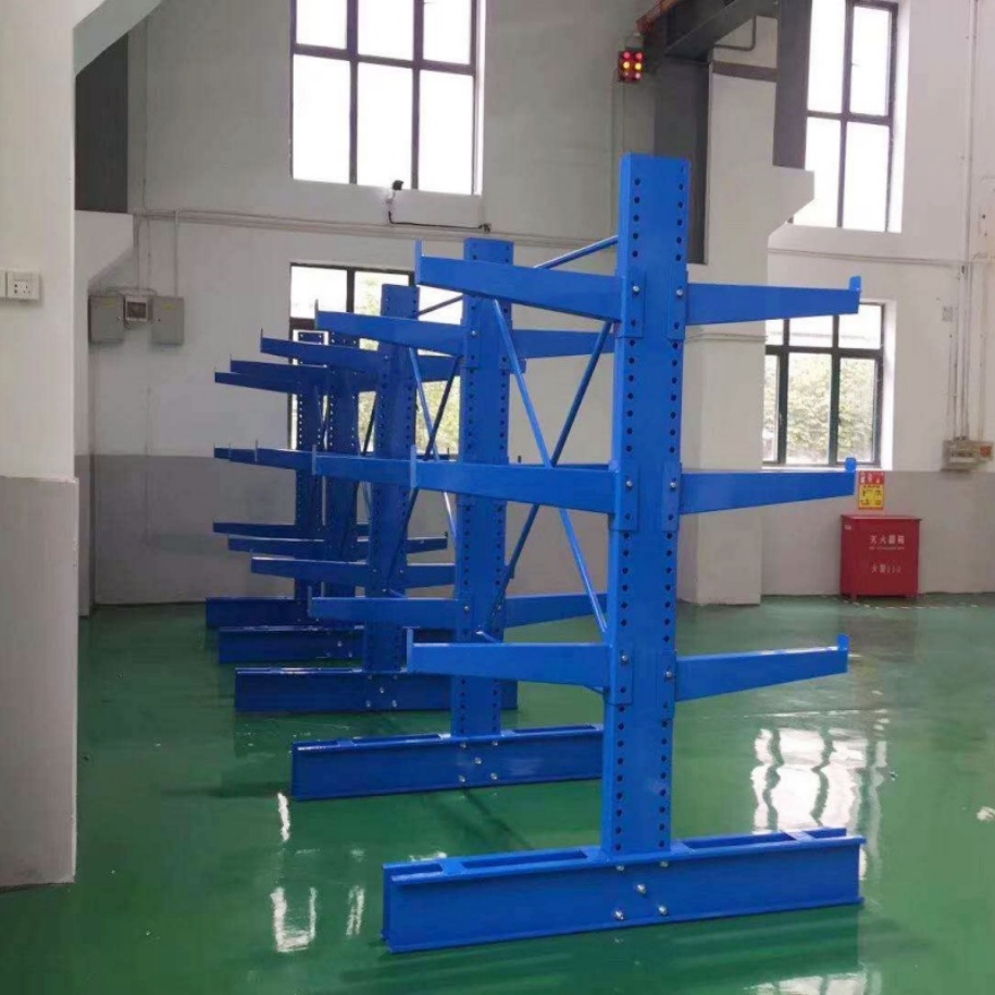 Cantilever Multi-Level Adjustable Arm Heavy Duty Steel Racks Customizable Length Double-Sided Layout for Outdoor Material