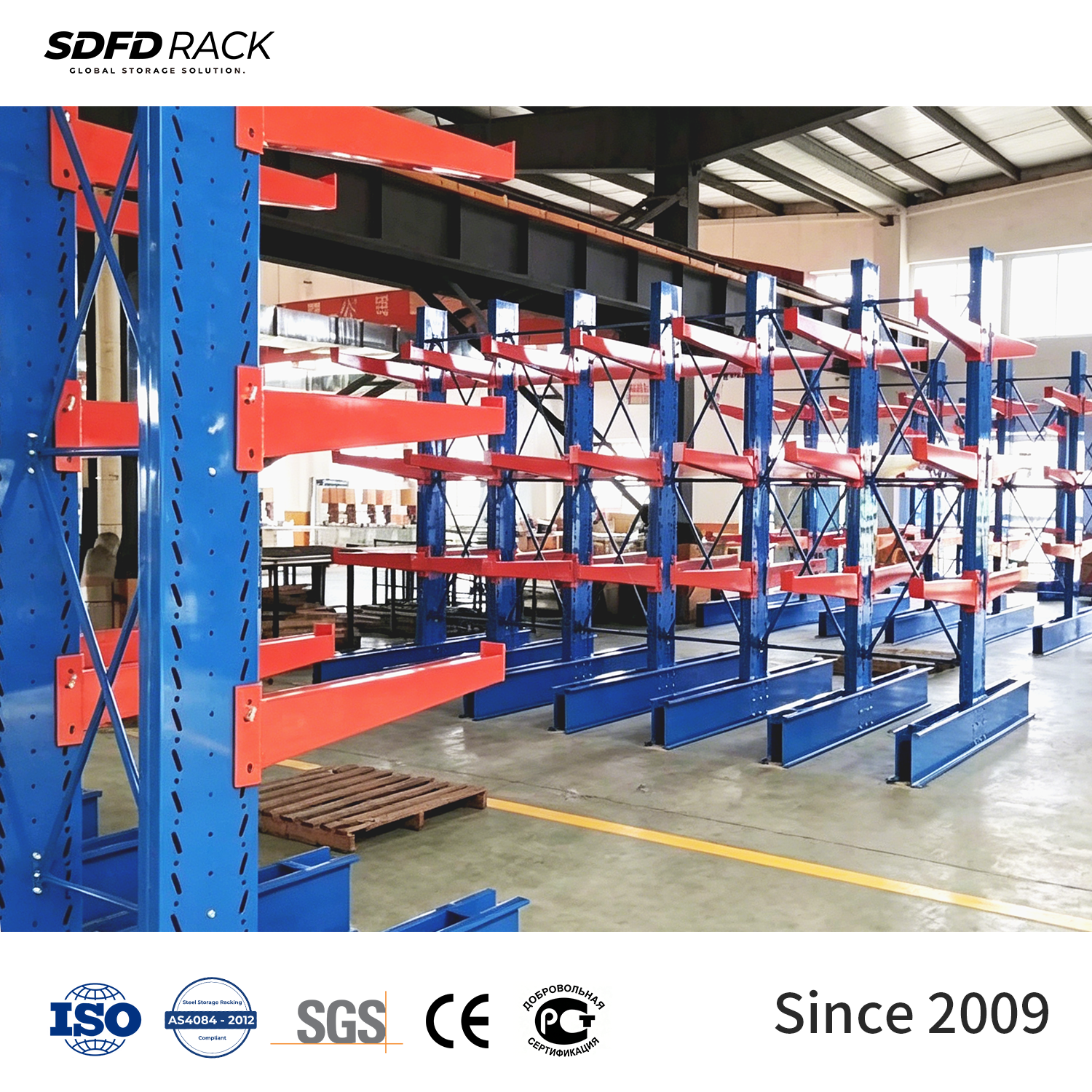 Cantilever Storage Racks Heavy Duty Steel Double-Sided Cantilever Rack Warehouse Storage 4 Layers Metal Cantilever Racking