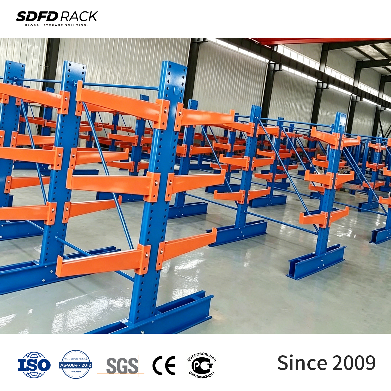 Cantilever Storage Racks Heavy Duty Steel Double-Sided Cantilever Rack Warehouse Storage 4 Layers Metal Cantilever Racking