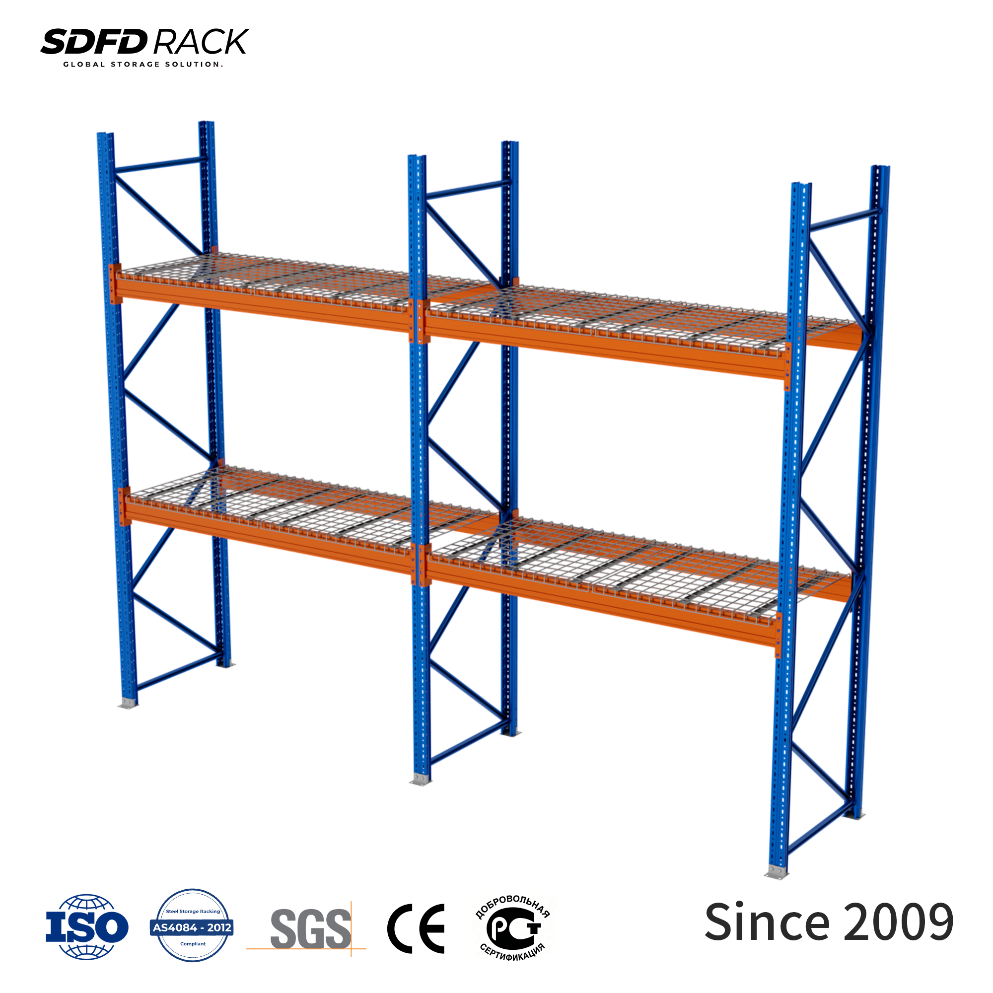 Durable Industrial Heavy Duty Steel Selective Pallet Racking System Storage Steel Wire Mesh Decking Warehouse Pallet Racking