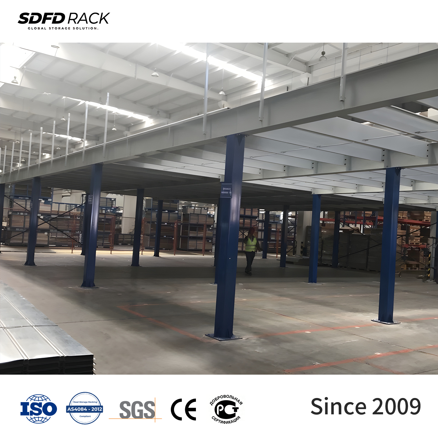 SDFD High Warehouse Mezzanine Floor With Stairway Heavy Duty Palletized Cargo Steel Structure Mezzanine Platform