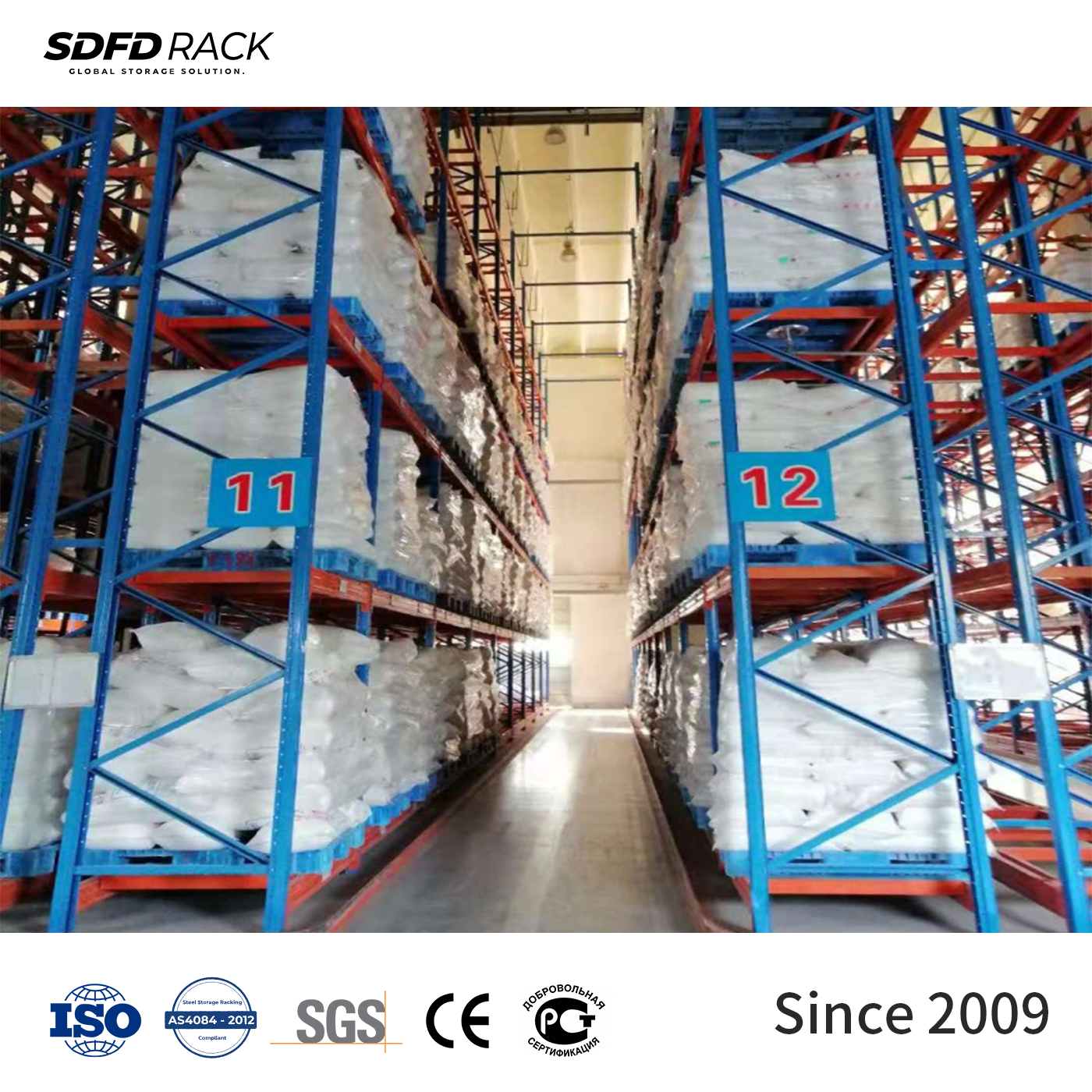 VNA Rack Customized Steel 5-Layer Industrial Heavy-Duty Narrow Aisle Rack for High-Density Storage in Manufacturing Factories