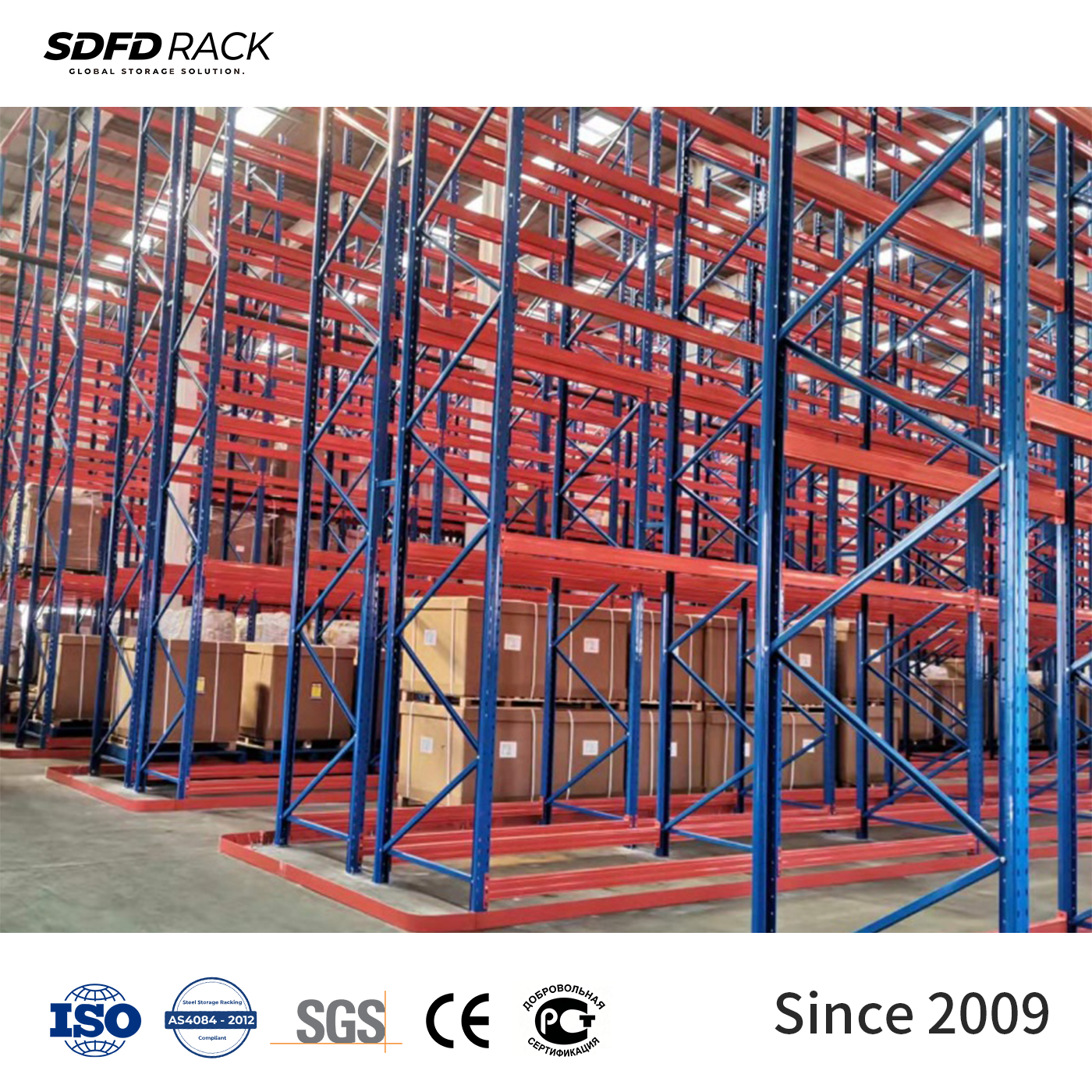 Hot Selling Industrial Heavy Duty 5 Layer High Density VNA Racking Steel Beam Shelf Warehouse Storage Pallet Rack