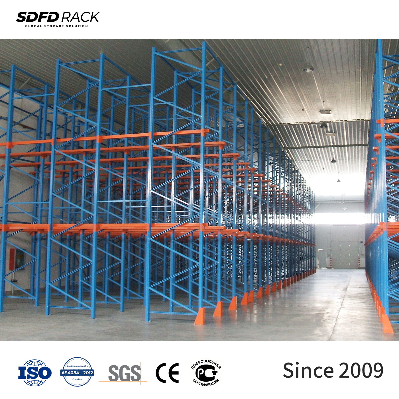 1000kg Heavy Duty 5 Layer Adjustable Steel Warehouse Pallet Racking LIFO Drive-In Rack System