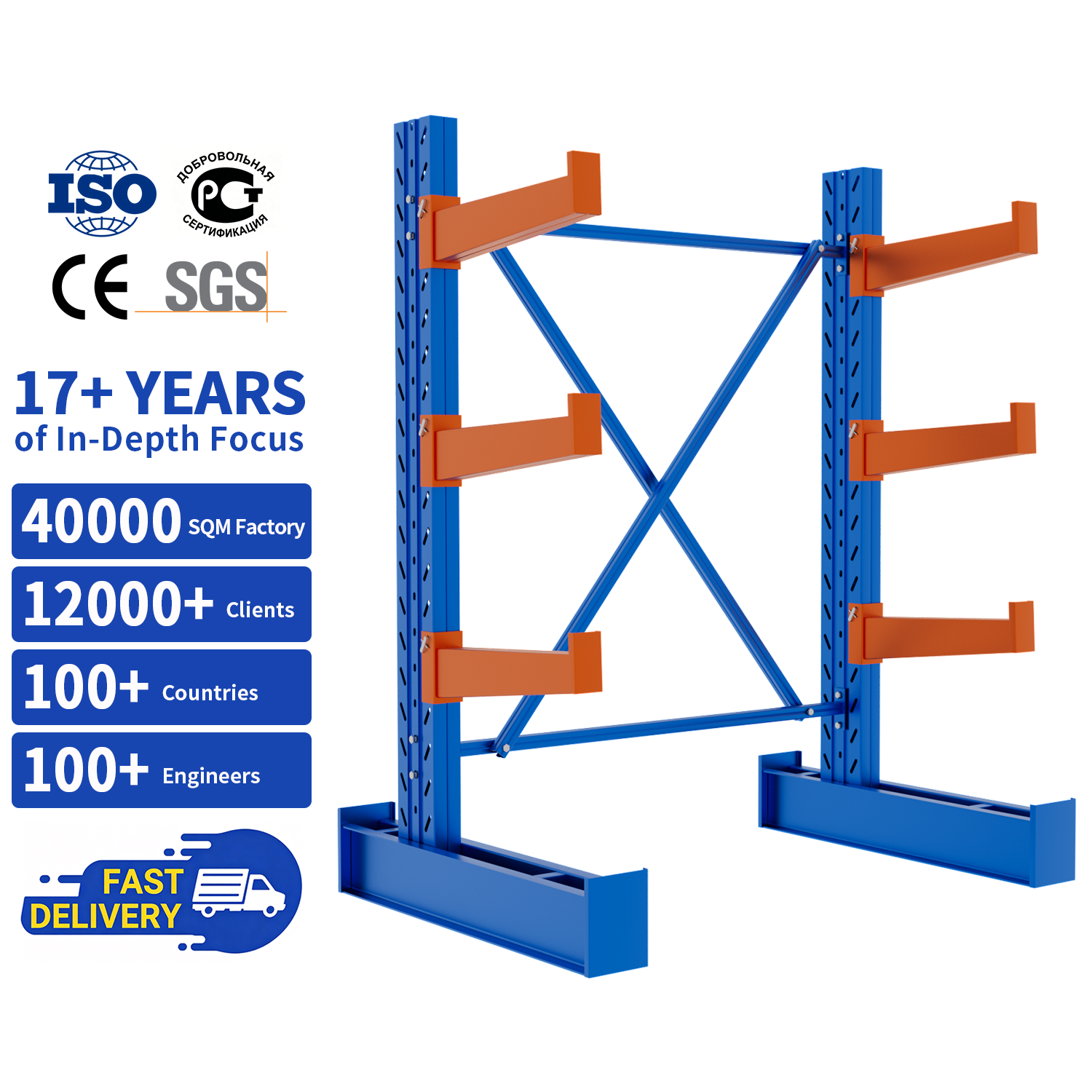 Hot Sale ISO Certified Customized Double/Single Cantilever Warehouse Racks Durable High Quality Q235B Steel for Rebar & Profile