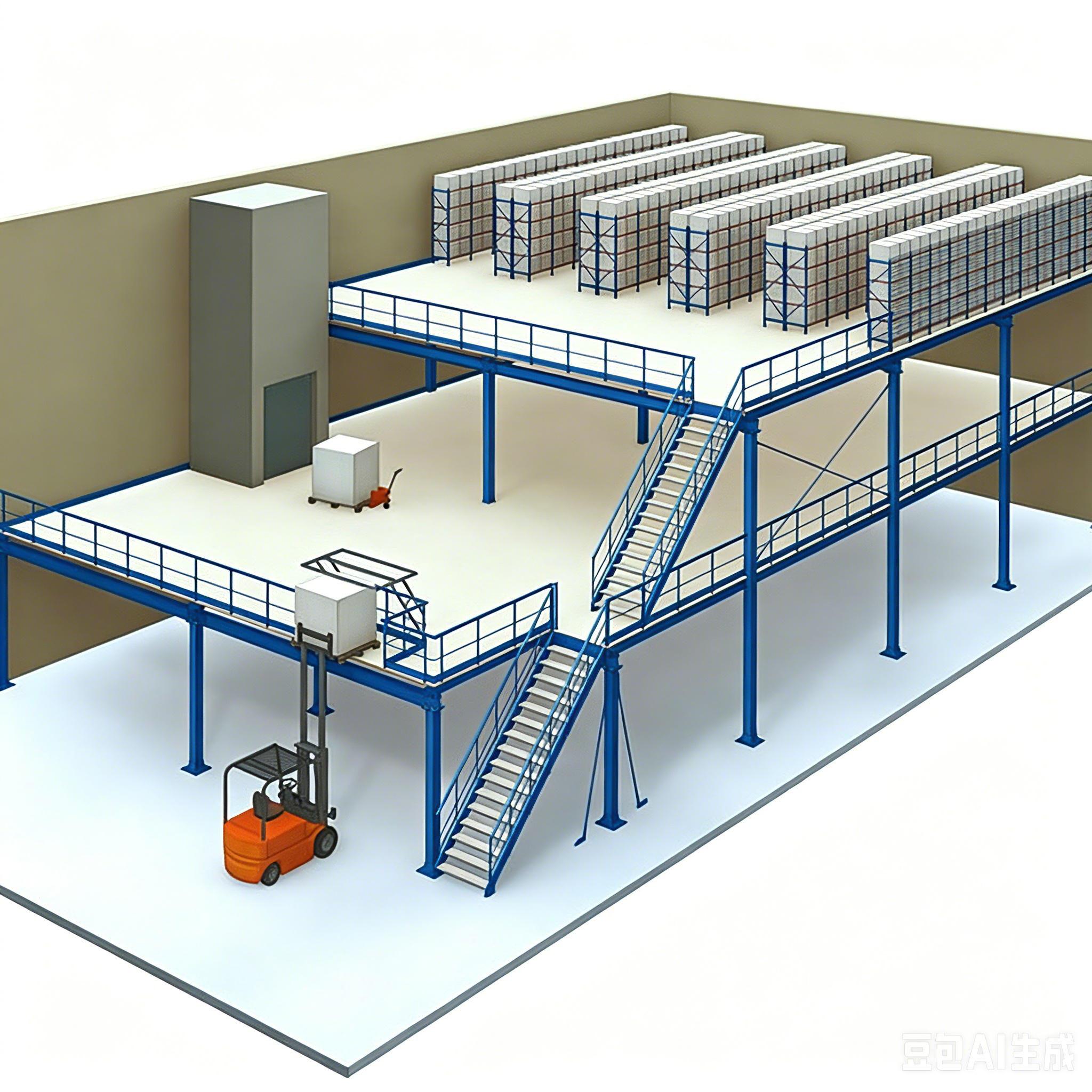 Attic Rack Combined Loft Platform Storage Shelving Heavy Duty Cold-Rolled Steel Thickened Adjustable Mezzanine Rack System