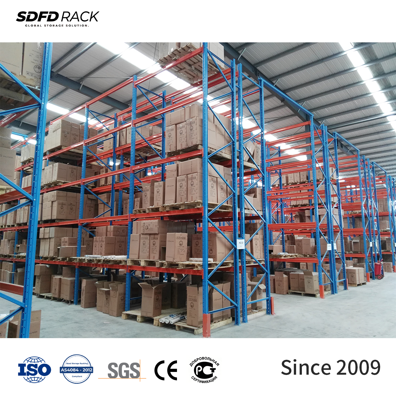 High Capacity Industrial Storage Rack Blue & Orange Metal Conventional Pallet Racking for Heavy Duty Goods Warehouse Storage