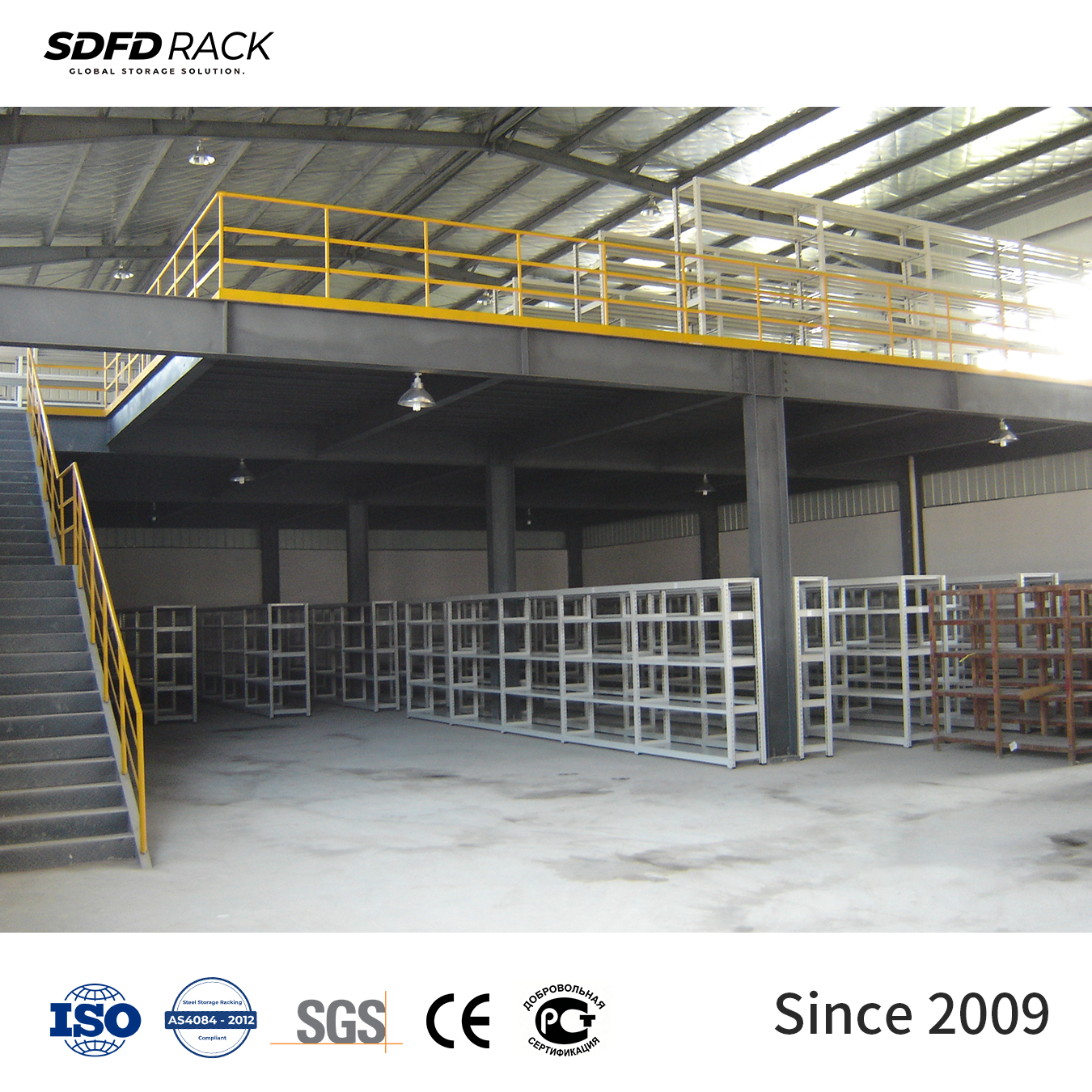 Customized Heavy Duty Steel Mezzanine Floor Rack System CE/ISO9001 Certification Anti-Rust Earthquake-Resistant Features Epoxy