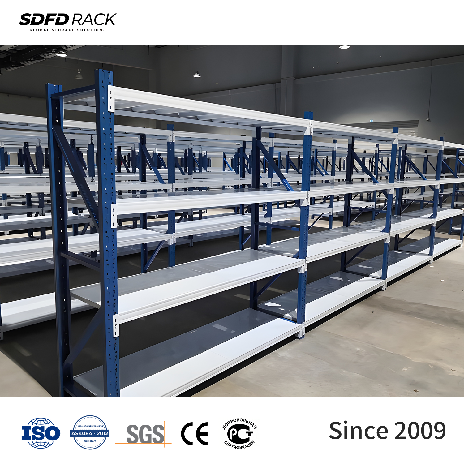 High Utilization Durable Adjustable 5 Layer Medium Duty ODM Industrial Warehouse Hole Storage Steel Shelving American