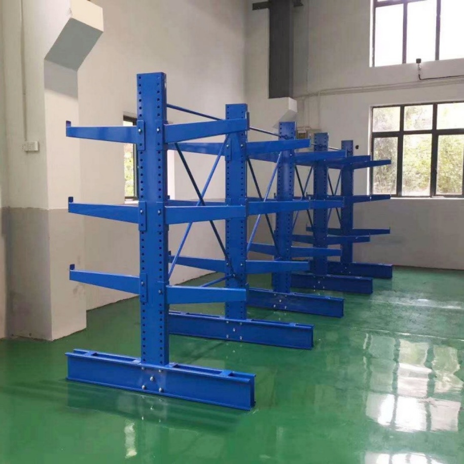 Cantilever Multi-Level Adjustable Arm Heavy Duty Steel Racks Customizable Length Double-Sided Layout for Outdoor Material