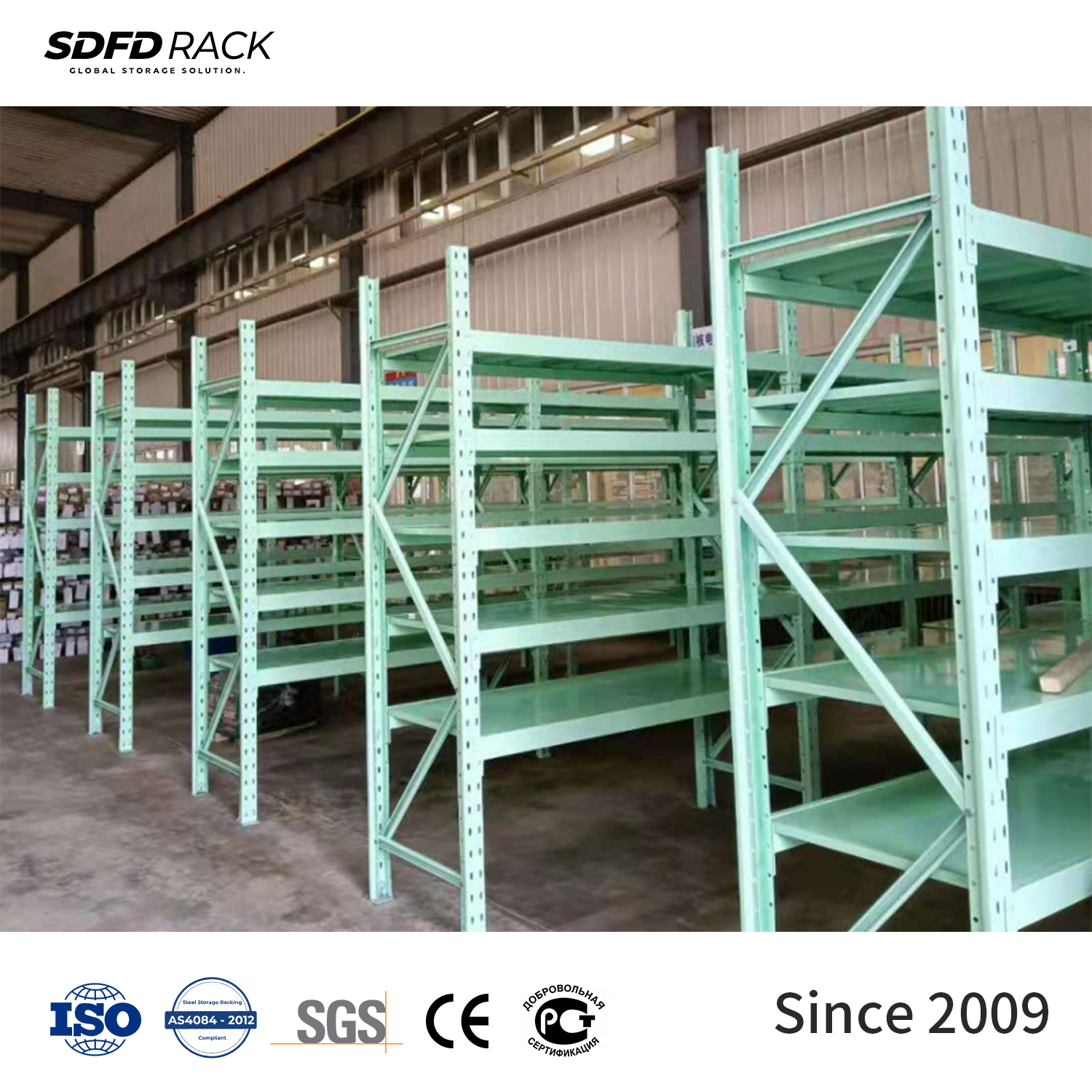 Customized Metal Medium Duty Rack for  Warehouse CE-Certification Steel Longspan Racks Durable Industrial Shelving