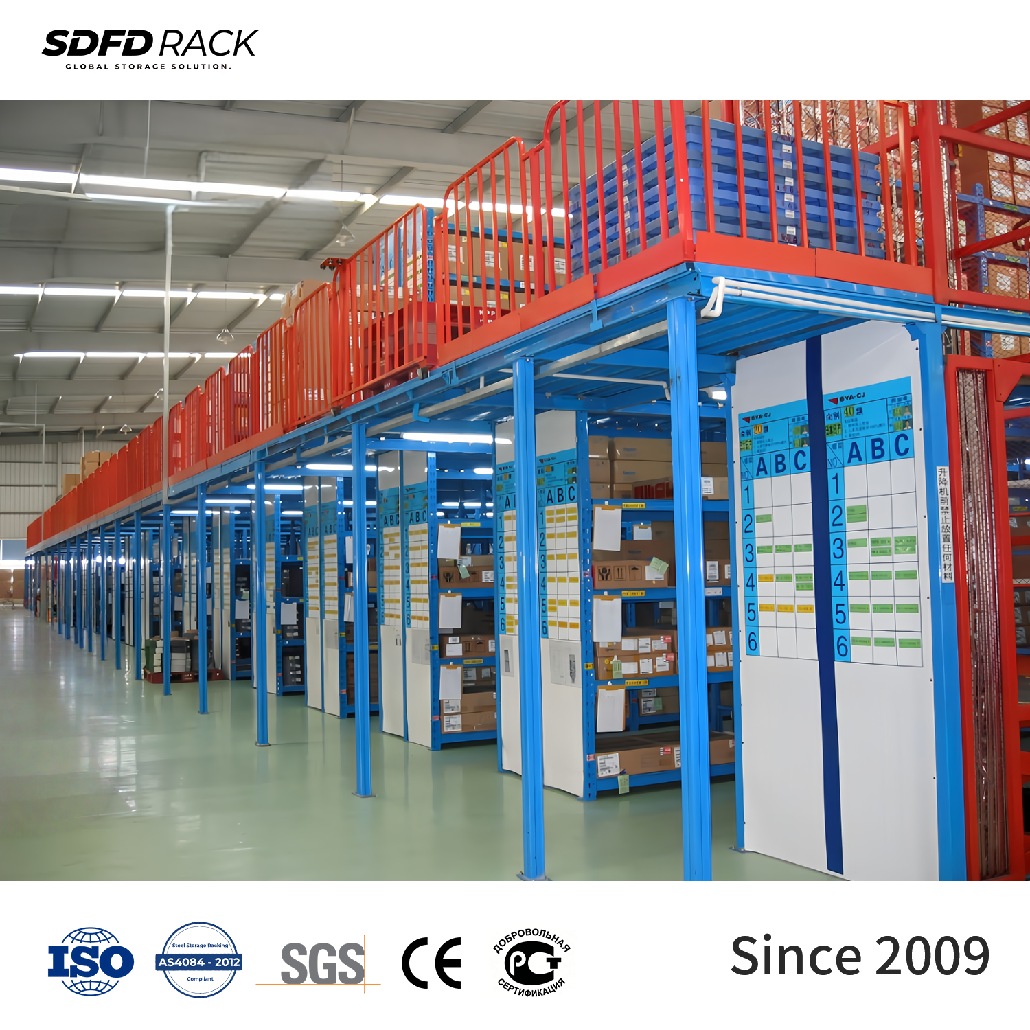 Steel Heavy Duty Mezzanine Rack with Anti-Rust Features 500-3000kg Capacity for Warehouse Storage