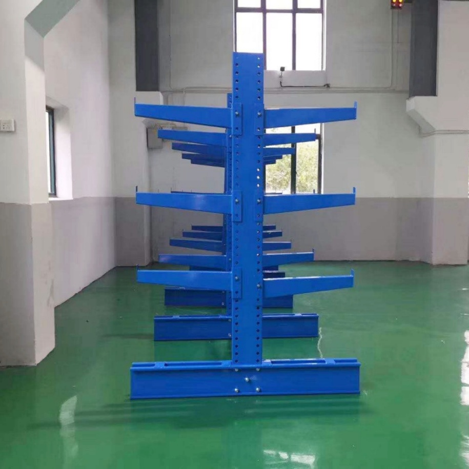Cantilever Multi-Level Adjustable Arm Heavy Duty Steel Racks Customizable Length Double-Sided Layout for Outdoor Material