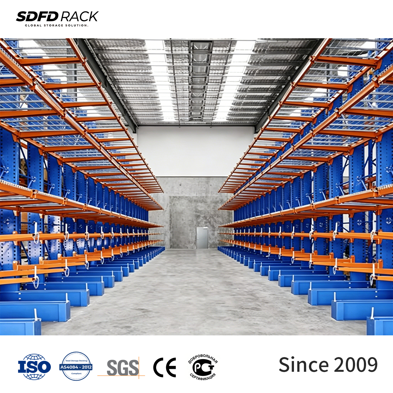 Heavy Duty Cold Rolled Steel Cantilever Racks-Multi-Level Adjustable Storage System Single/Double-Sided Arms Epoxy Powder Coated