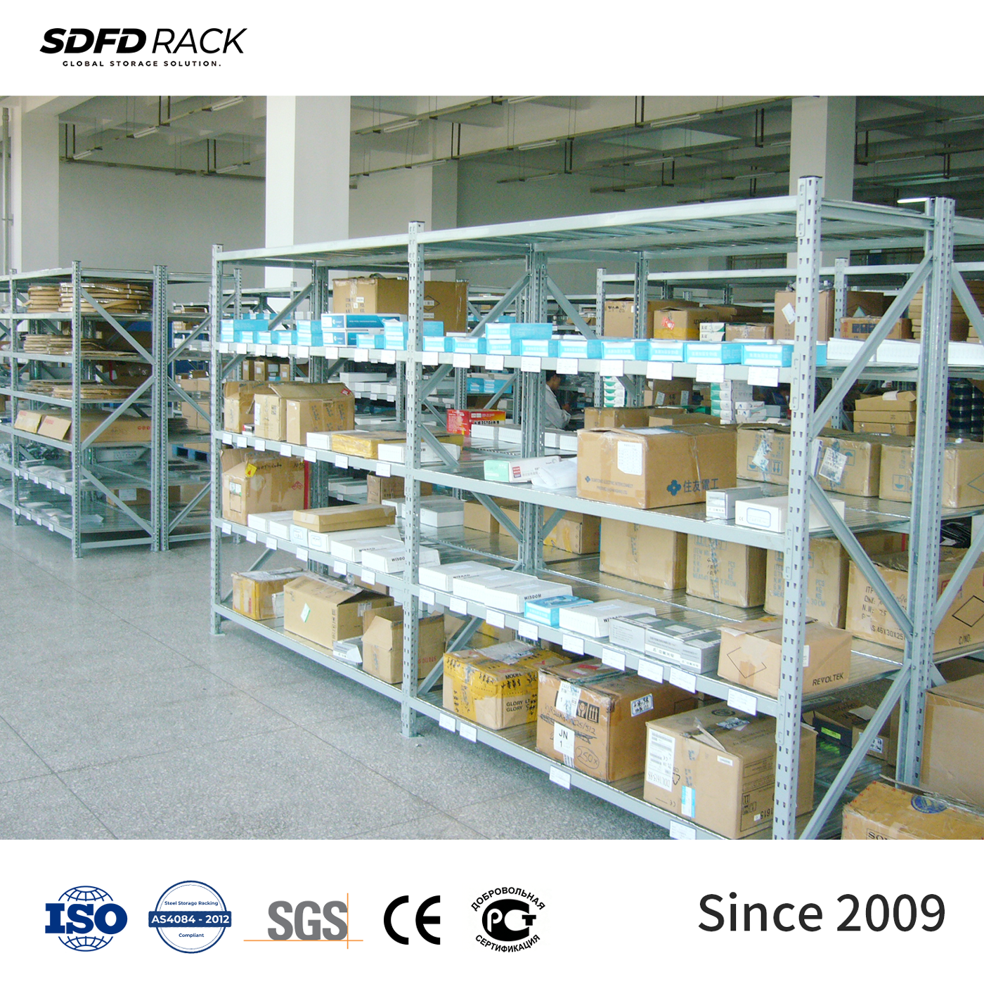 Industrial Medium Duty Shelf Adjustable Steel Rack with Powder Coating for Warehouse Storage Racking