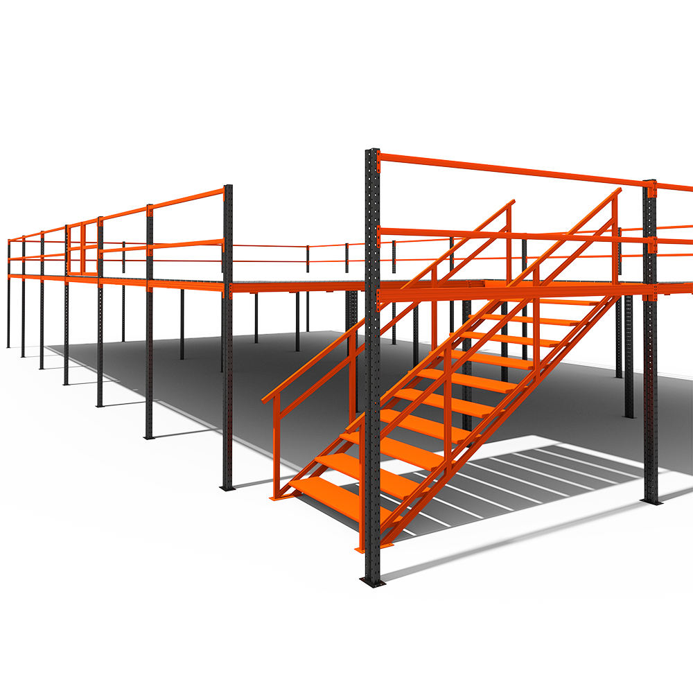 Space-Saving Heavy-duty Steel Structure Mezzanine Platform High Warehouse Mezzanine Floor With Stairway