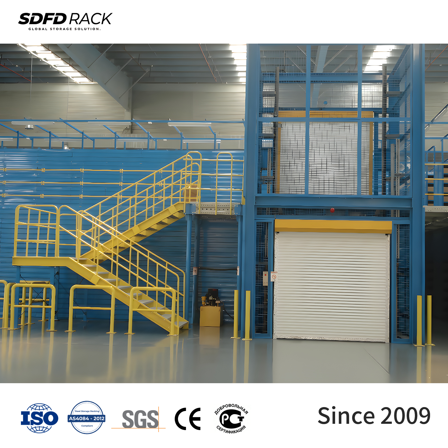 Heavy Duty Mezzanine Interlocking Floor Rack Attic Racking System with Stairway for High Warehouse Industrial Storage