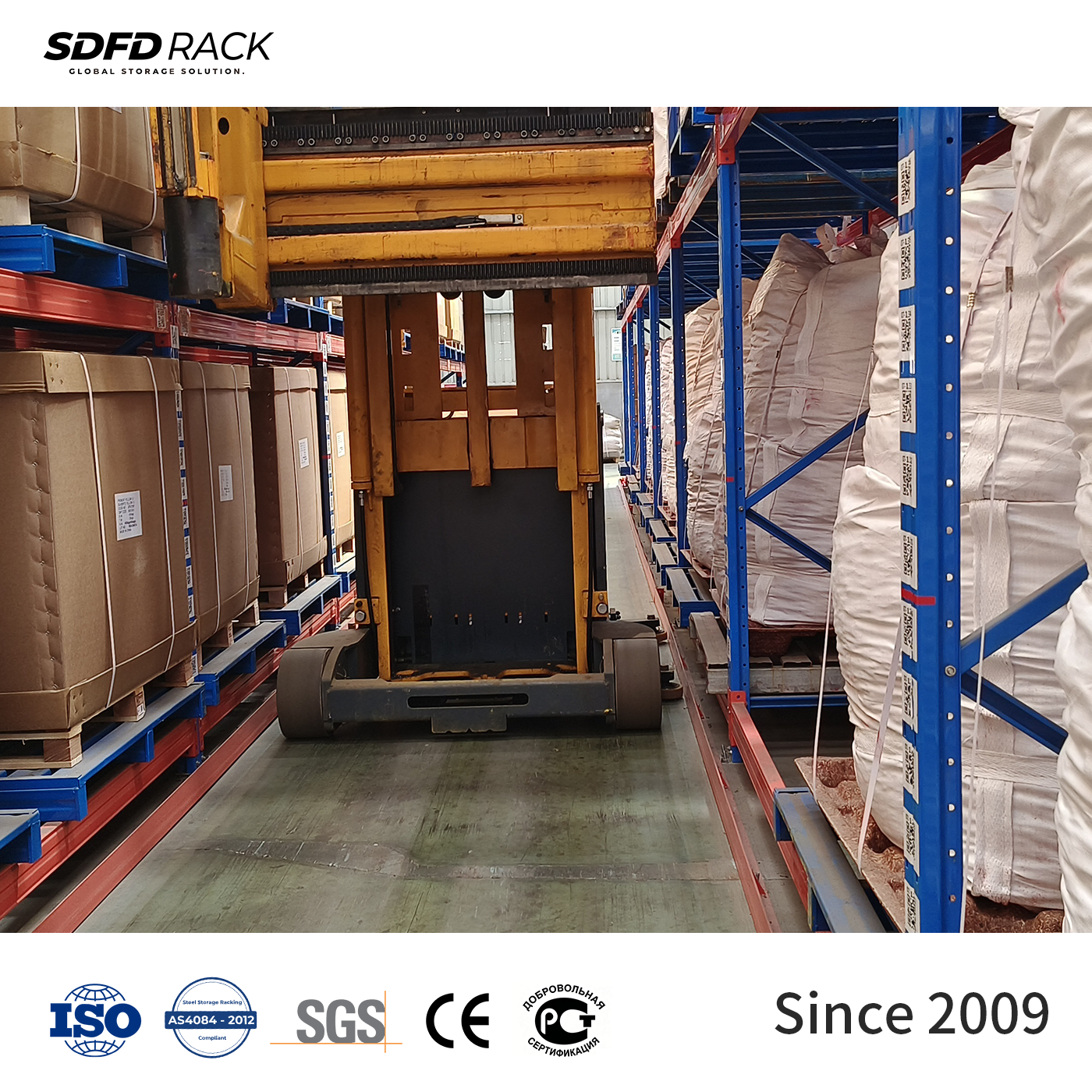 Hot Selling Industrial Heavy Duty 5 Layer High Density VNA Racking Steel Beam Shelf Warehouse Storage Pallet Rack