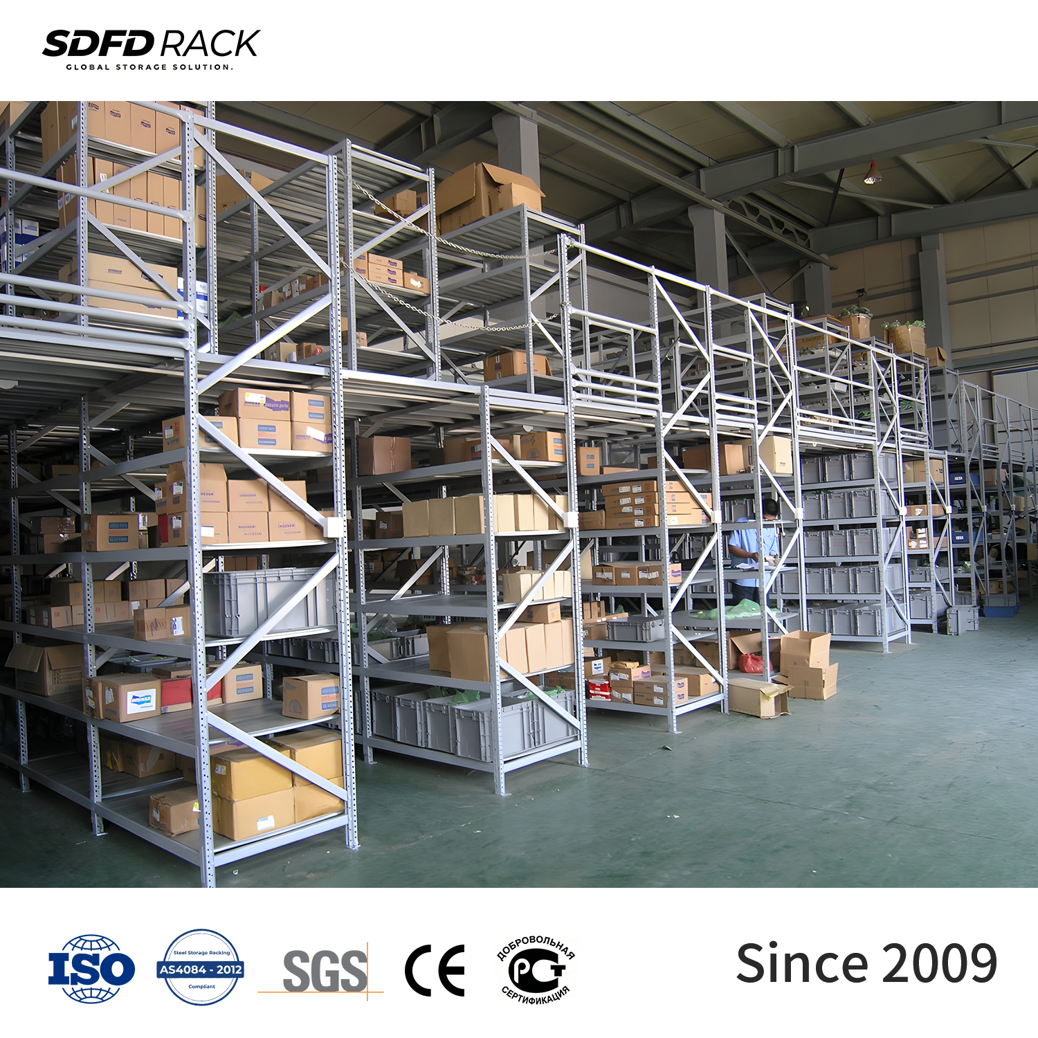 SDFD Heavy Duty Mezzanine Interlocking Floor Rack Attic Racking System for Warehouse Storage